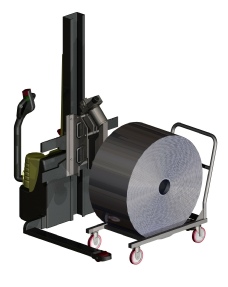 H�ndtering af store 500 kg ruller. L�ft og drejning af rulle